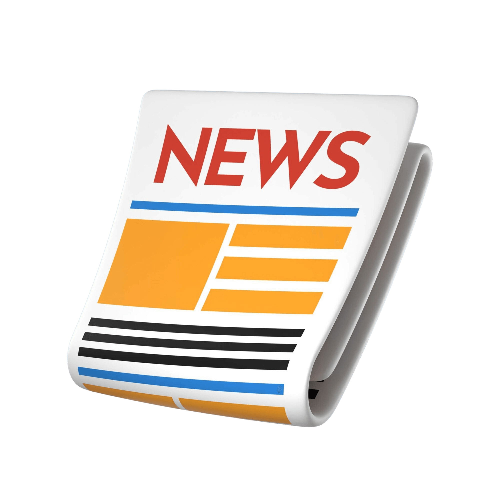 Ilustração 3D de interface de notícias com jornal flutuante